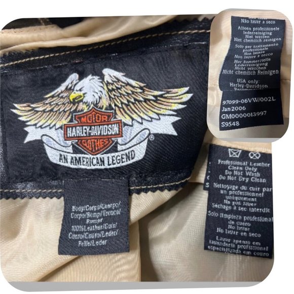 Harley-Davidson Leather Jacket Embroidered Angel Wings Leather Jacket Size M/L - Picture 8 of 13